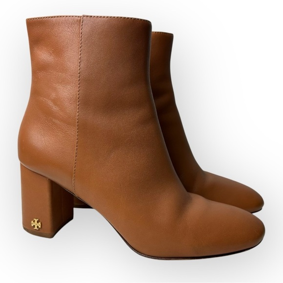 Tory Burch Brooke Tan Calf Leather Booties 7 - Picture 1 of 11